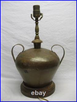 Hammered Copper Lamp Base Stained Slag Glass Shade Old Antique Dirk Van Erp