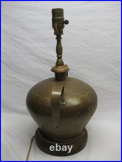 Hammered Copper Lamp Base Stained Slag Glass Shade Old Antique Dirk Van Erp