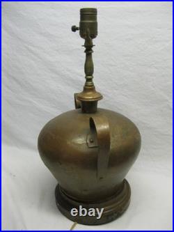 Hammered Copper Lamp Base Stained Slag Glass Shade Old Antique Dirk Van Erp