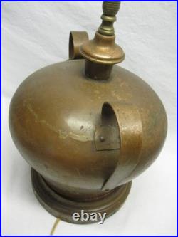 Hammered Copper Lamp Base Stained Slag Glass Shade Old Antique Dirk Van Erp