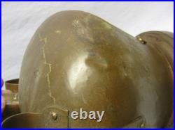 Hammered Copper Lamp Base Stained Slag Glass Shade Old Antique Dirk Van Erp