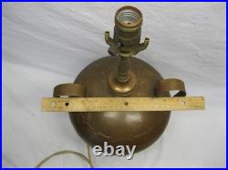 Hammered Copper Lamp Base Stained Slag Glass Shade Old Antique Dirk Van Erp