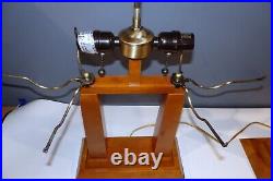 Hand Painted Stained/Slag Glass Wood Arts & Crafts Style Table Lamp-2 available Hand Painted Stained/Slag Glass Wood Arts & Crafts Style Table Lamp-2 available