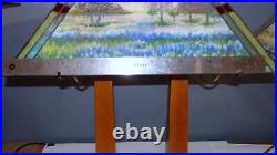 Hand Painted Stained/Slag Glass Wood Arts & Crafts Style Table Lamp-2 available Hand Painted Stained/Slag Glass Wood Arts & Crafts Style Table Lamp-2 available