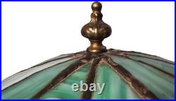 Handel Art Nouveau Antique Lotus Flower Slag Glass Shade/bronze Boudoir Lamp