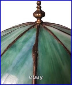 Handel Art Nouveau Antique Lotus Flower Slag Glass Shade/bronze Boudoir Lamp