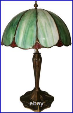 Handel Art Nouveau Antique Lotus Flower Slag Glass Shade/bronze Boudoir Lamp