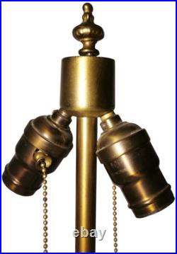 Handel Art Nouveau Antique Lotus Flower Slag Glass Shade/bronze Boudoir Lamp