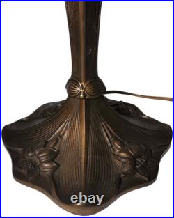Handel Art Nouveau Antique Lotus Flower Slag Glass Shade/bronze Boudoir Lamp