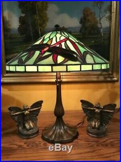 Handel Arts Crafts Leaded Slag Glass Antique Vintage Lamp Bradley Hubbard Era