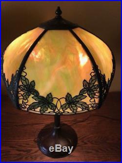 Handel Arts Crafts Mission Antique Vintage Slag Glass Leaded Lamp