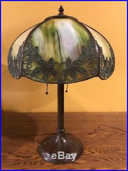 Handel Arts Crafts Mission Antique Vintage Slag Glass Leaded Lamp