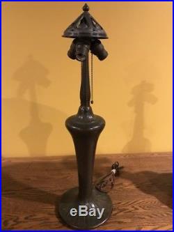 Handel Arts Crafts Mission Reverse Painted Slag Glass Bradley Hubbard Era Lamp