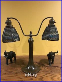 Handel Arts Crafts Mission antique Leaded Slag Glass Bradley Hubbard Era Lamp