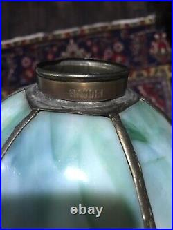 Handel Arts Crafts Slag Glass Leaded Antique Mission Lamp Bradley Hubbard Era