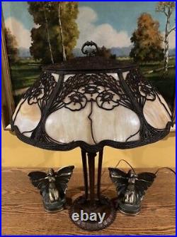 Handel Base Parker Shade Slag Glass Antique Art Nouveau Lamp Bradley Hubbard Era