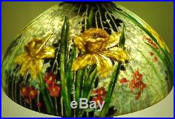 Handel Reverse Painted Daffodil Lamp Leaded Slag Glass Tiffany Pairpoint Era