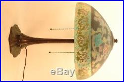 Handel Reverse Painted Thistle Lamp Leaded Slag Glass Tiffany Pairpoint Era
