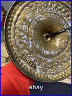 Handel Signed Lamp 3 Bulb Double Slag Glass Shade Rare Antique Vtg Brass