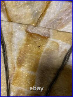 Handel Signed Lamp 3 Bulb Double Slag Glass Shade Rare Antique Vtg Brass