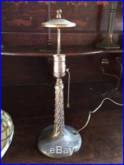 Handel arts crafts mission antique slag glass leaded lamp bradley hubbard era nr