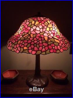 Handel arts crafts mission leaded slag glass antique Bradley hubbard era lamp nr