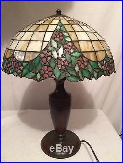 Handel arts crafts mission leaded slag glass antique Bradley hubbard era lamp nr