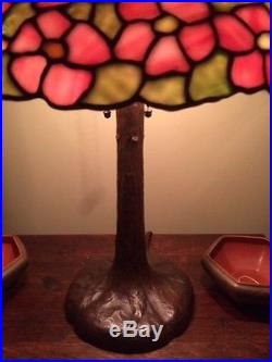 Handel arts crafts mission leaded slag glass antique Bradley hubbard era lamp nr