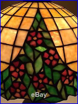 Handel arts crafts mission leaded slag glass antique Bradley hubbard era lamp nr