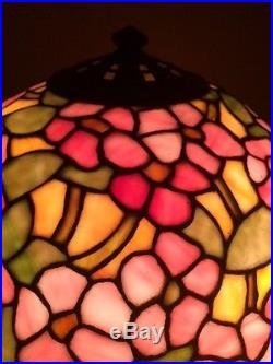 Handel arts crafts mission leaded slag glass antique Bradley hubbard era lamp nr
