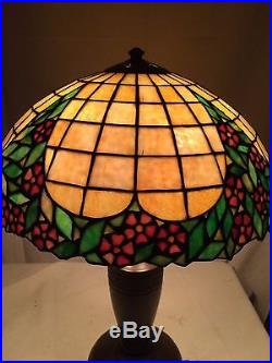 Handel arts crafts mission leaded slag glass antique Bradley hubbard era lamp nr