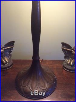 Handel arts crafts mission leaded slag glass antique Bradley hubbard era lamp nr
