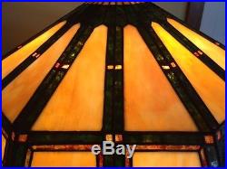 Handel arts crafts mission leaded slag glass antique Bradley hubbard era lamp nr