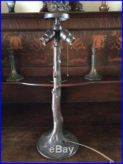 Handel arts crafts mission leaded slag glass antique Bradley hubbard era lamp nr