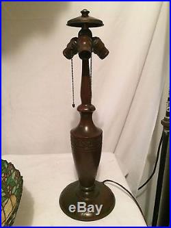 Handel arts crafts mission leaded slag glass antique Bradley hubbard era lamp nr
