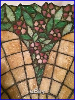 Handel arts crafts mission leaded slag glass antique Bradley hubbard era lamp nr