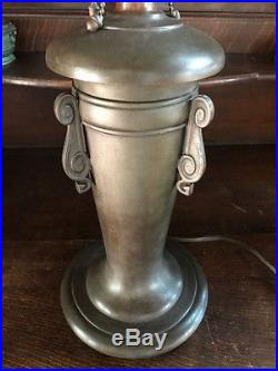 Handel reverse painted arts crafts slag glass leaded lamp bradley hubbard era nr
