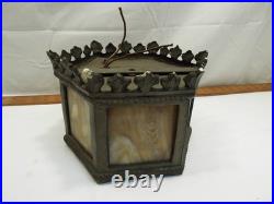 Hexagonal Slag Glass Ceiling Lamp Pendant Light Fixture Medieval Gothic Porch B