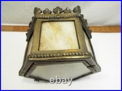 Hexagonal Slag Glass Ceiling Lamp Pendant Light Fixture Medieval Gothic Porch B