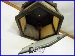 Hexagonal Slag Glass Ceiling Lamp Pendant Light Fixture Medieval Gothic Porch B