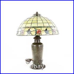 High Quality Handel Style Leaded Slag Glass Table Lamp 23 Floral Shade Repro
