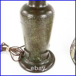High Quality Handel Style Leaded Slag Glass Table Lamp 23 Floral Shade Repro