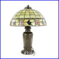 High Quality Handel Style Leaded Slag Glass Table Lamp 23 Floral Shade Repro