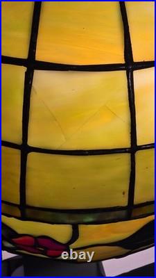 High Quality Handel Style Leaded Slag Glass Table Lamp 23 Floral Shade Repro