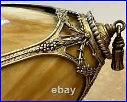 Hollywood Regency Swag Hanging Globe Lamp Slag Glass Vintage Lantern Light READ