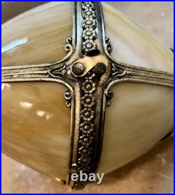 Hollywood Regency Swag Hanging Globe Lamp Slag Glass Vintage Lantern Light READ