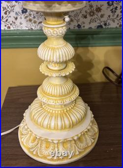 Hollywood Regency Vintage Yellow Slag Glass Lamp Table
