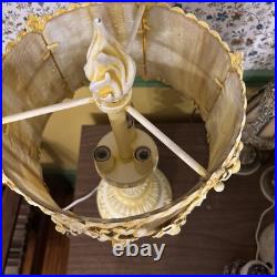 Hollywood Regency Vintage Yellow Slag Glass Lamp Table