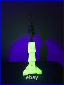 Houzex Lamp Boudoir Uranium Slag Glass Akro Agate Uranium Glass Mint Withsticker