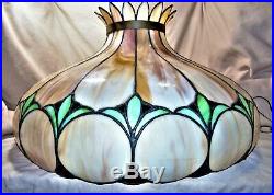 Huge 1930s Art Deco Slumped Caramel Slag Glass Hanging Lamp 23 x 14 8370